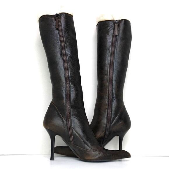 Giuseppe Zanotti Biork 90 Fur Lined Knee High Pointed Toe Leather Boots 37.5 - Picture 4 of 10